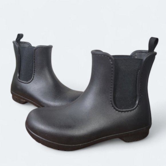 CROCS Black Rain Boots Pull on Chelsea Boot Waterproof Size Women's 4 - Picture 14 of 14